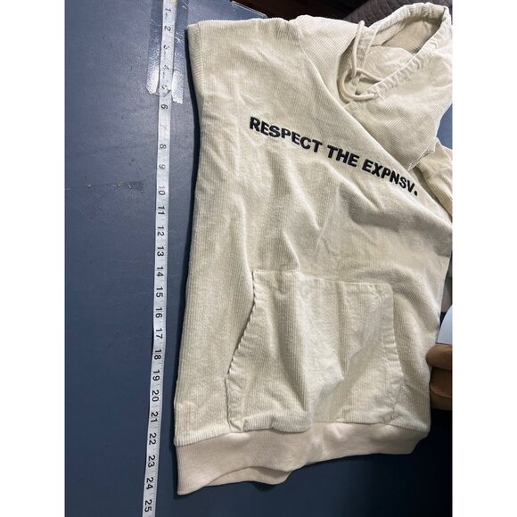 Wild Expensive Clothing Respect The Expnsv Beige Corduroy Hoodie S Beach Boho Gr - Picture 2 of 10